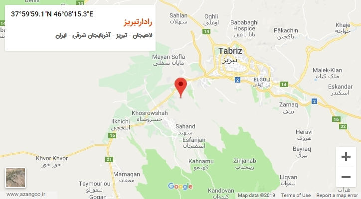 روستای رادارتبریز بر روی نقشه