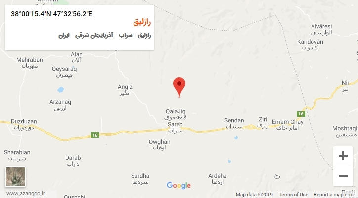 روستای رازلیق بر روی نقشه