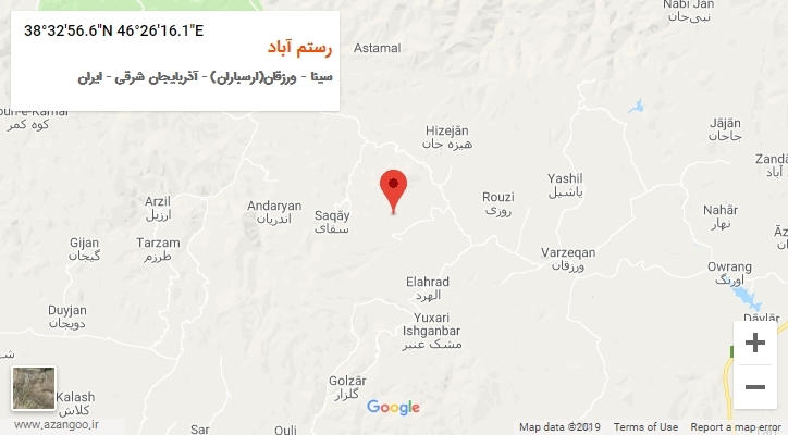 روستای رستم آباد بر روی نقشه