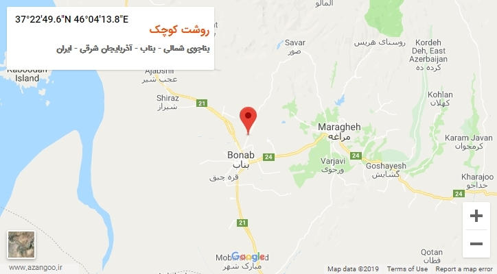 روستای روشت کوچک بر روی نقشه
