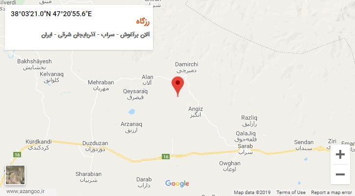 روستای رزگاه بر روی نقشه