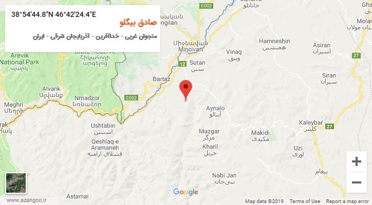 روستای صادق بیگلو بر روی نقشه