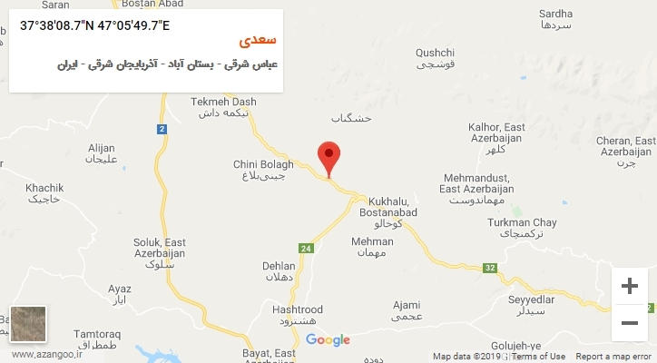 روستای سعدی بر روی نقشه