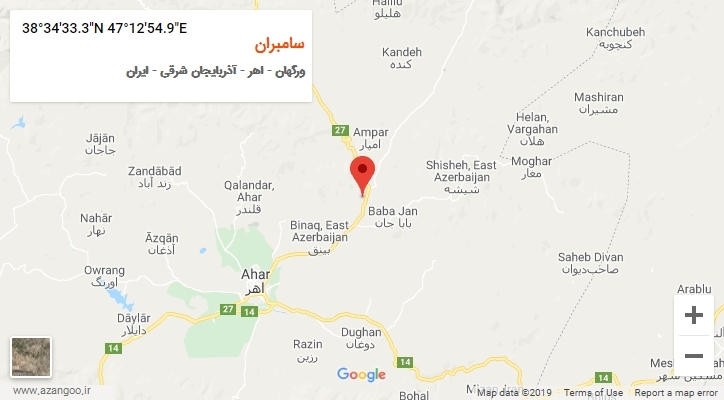 روستای سامبران بر روی نقشه