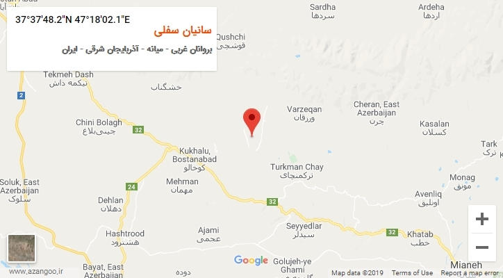 روستای سانیان سفلی بر روی نقشه