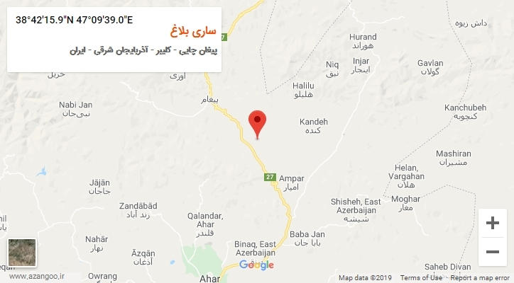 روستای ساری بلاغ بر روی نقشه
