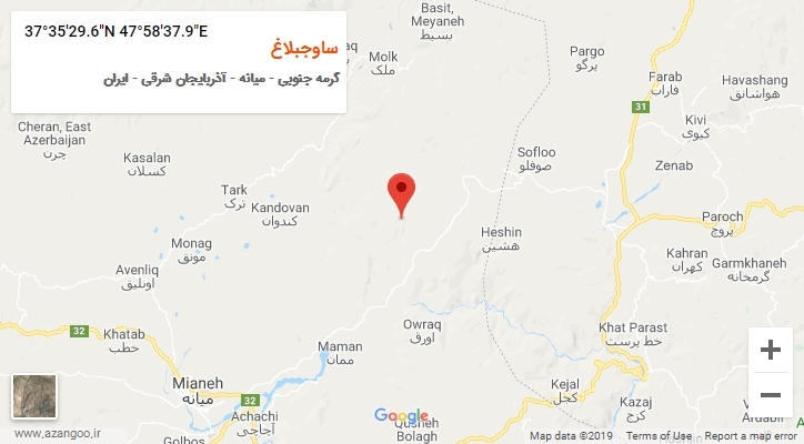 روستای ساوجبلاغ بر روی نقشه
