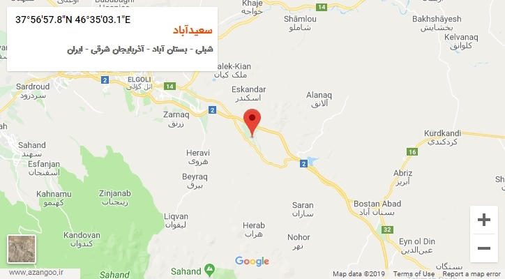 روستای سعیدآباد بر روی نقشه