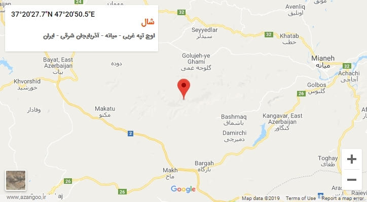 روستای شال بر روی نقشه