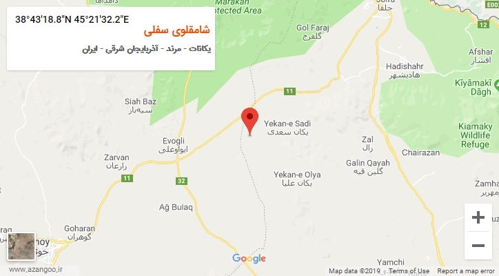 روستای شامقلوی سفلی بر روی نقشه