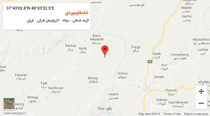 روستای شامقلویوردی بر روی نقشه
