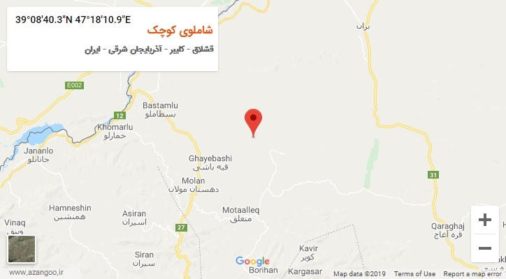 روستای شاملوی کوچک بر روی نقشه
