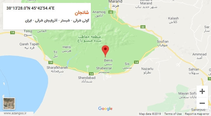 روستای شانجان بر روی نقشه