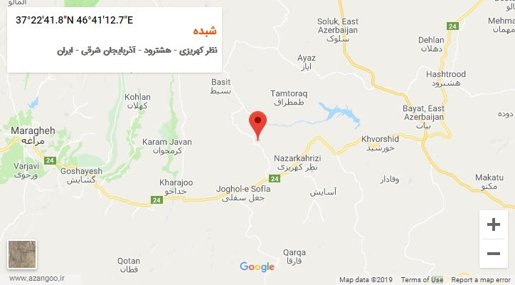 روستای شبده بر روی نقشه