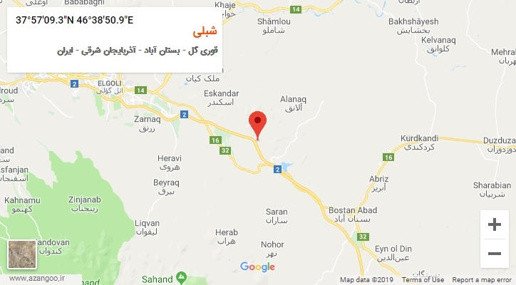 روستای شبلی بر روی نقشه