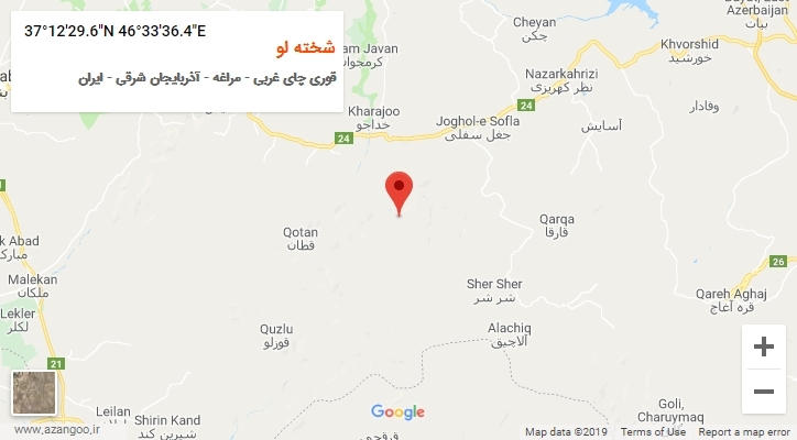 روستای شخته لو بر روی نقشه