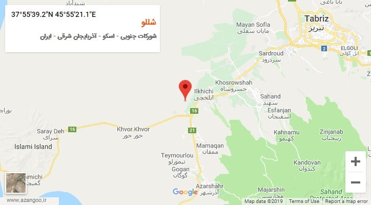 روستای شللو بر روی نقشه