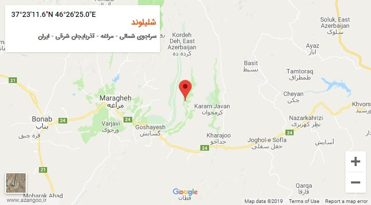 روستای شلیلوند بر روی نقشه