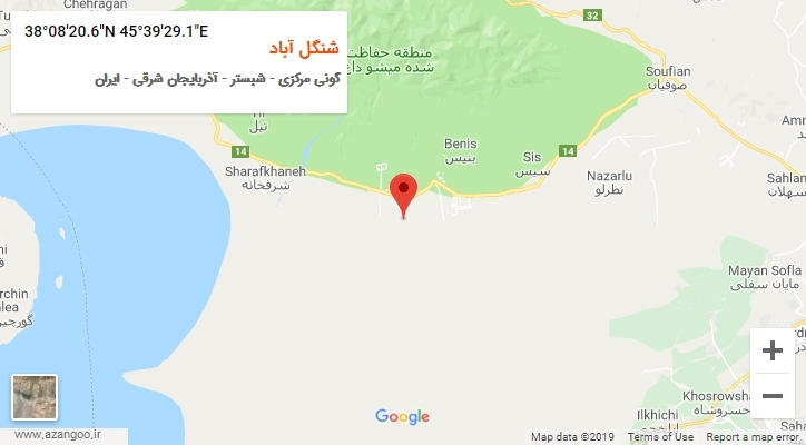 روستای شنگل آباد بر روی نقشه