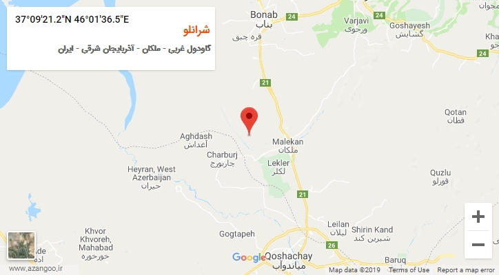 روستای شرانلو بر روی نقشه