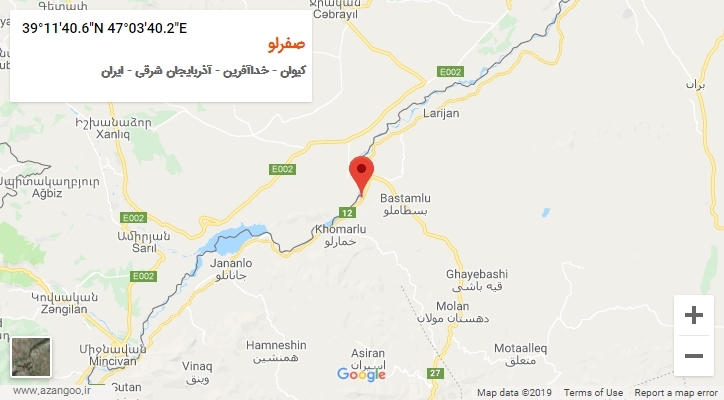 روستای صفرلو بر روی نقشه
