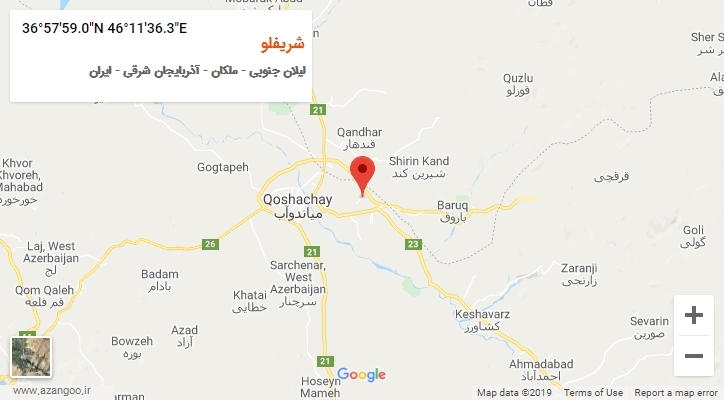 روستای شریفلو بر روی نقشه