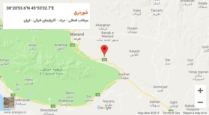 روستای شوردرق بر روی نقشه