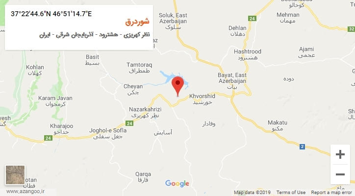 روستای شوردرق بر روی نقشه