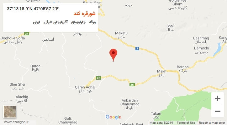 روستای شورقره کند بر روی نقشه