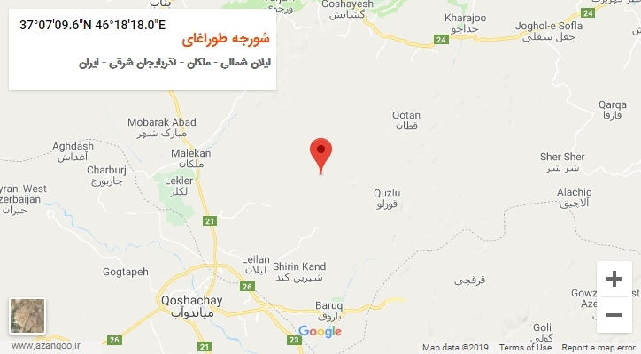 روستای شورجه طوراغای بر روی نقشه