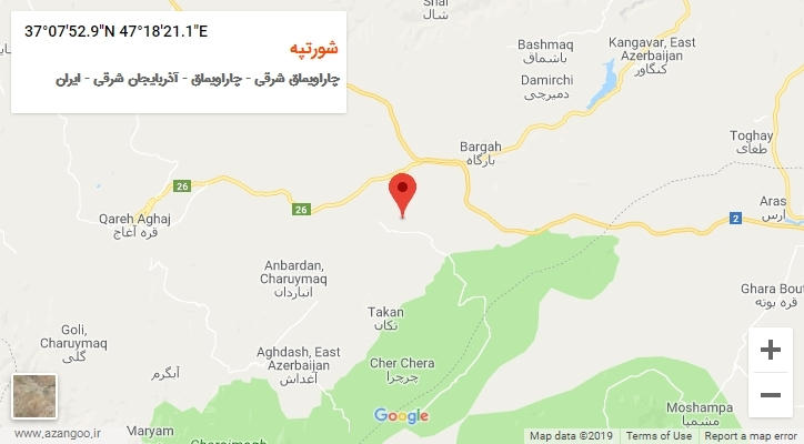 روستای شورتپه بر روی نقشه