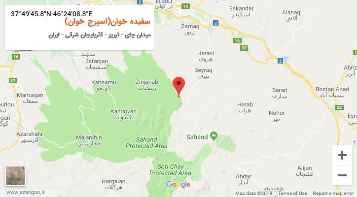 روستای سفیده خوان(اسپرج خوان) بر روی نقشه