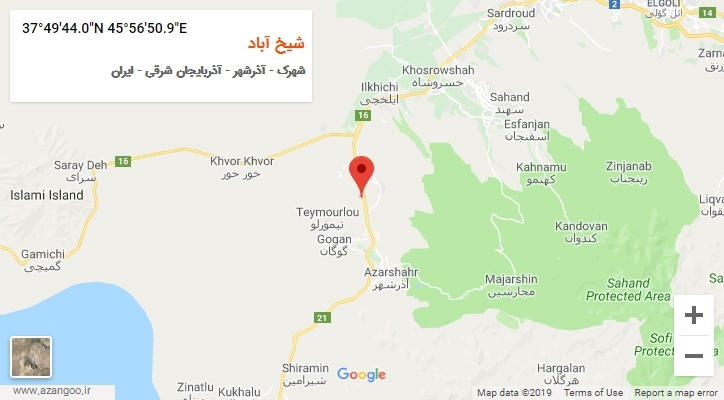 روستای شیخ آباد بر روی نقشه
