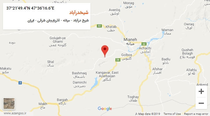 روستای شیخدرآباد بر روی نقشه