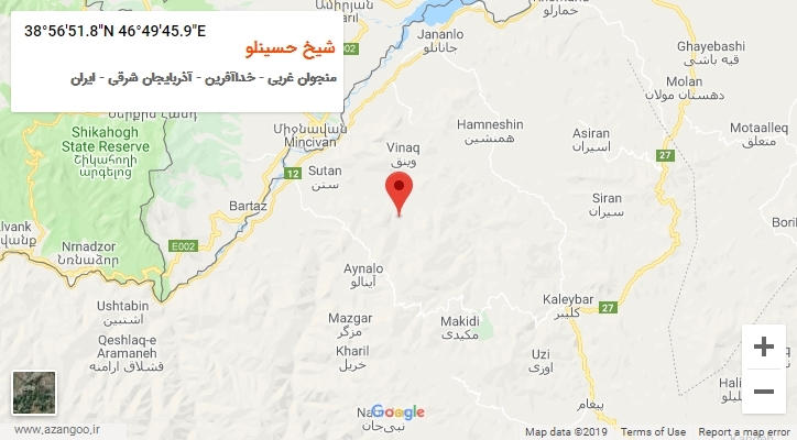 روستای شیخ حسینلو بر روی نقشه