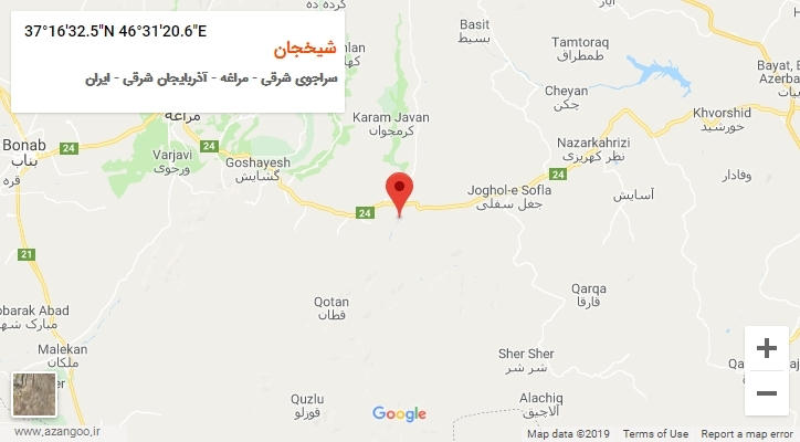 روستای شیخجان بر روی نقشه