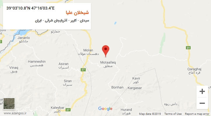 روستای شیخلان علیا بر روی نقشه