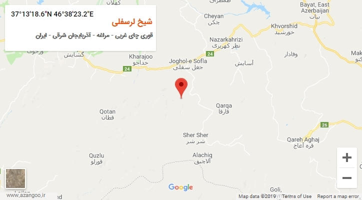 روستای شیخ لرسفلی بر روی نقشه