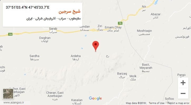 روستای شیخ سرجین بر روی نقشه