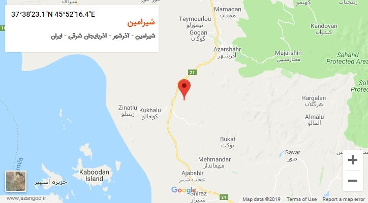 روستای شیرامین بر روی نقشه