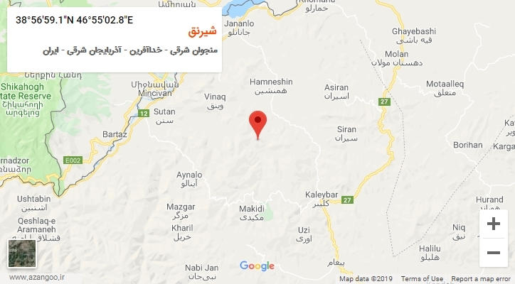 روستای شیرنق بر روی نقشه