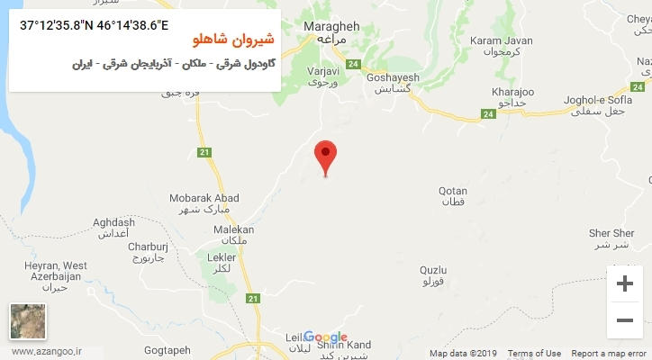 روستای شیروان شاهلو بر روی نقشه