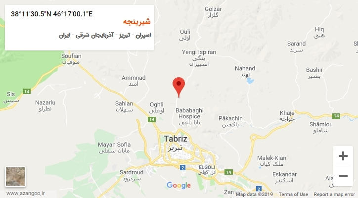 روستای شیرینجه بر روی نقشه