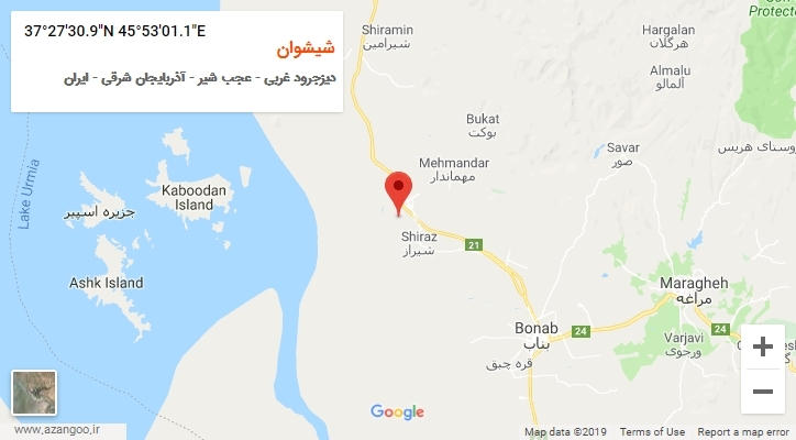 روستای شیشوان بر روی نقشه