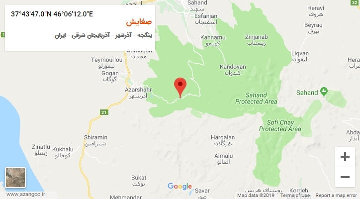 روستای صغایش بر روی نقشه