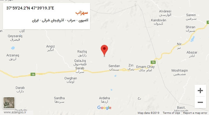 روستای سهزاب بر روی نقشه