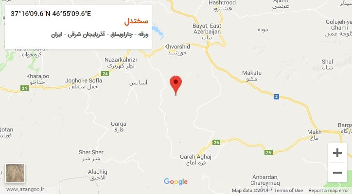 روستای سختدل بر روی نقشه