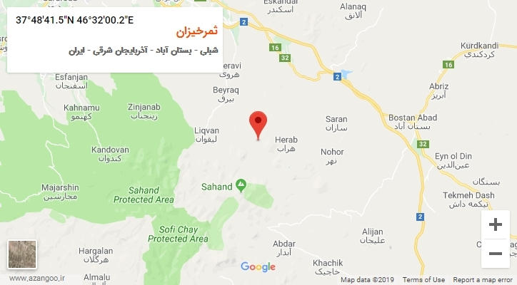 روستای ثمرخیزان بر روی نقشه