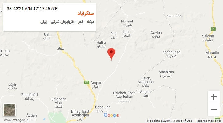 روستای سنگرآباد بر روی نقشه