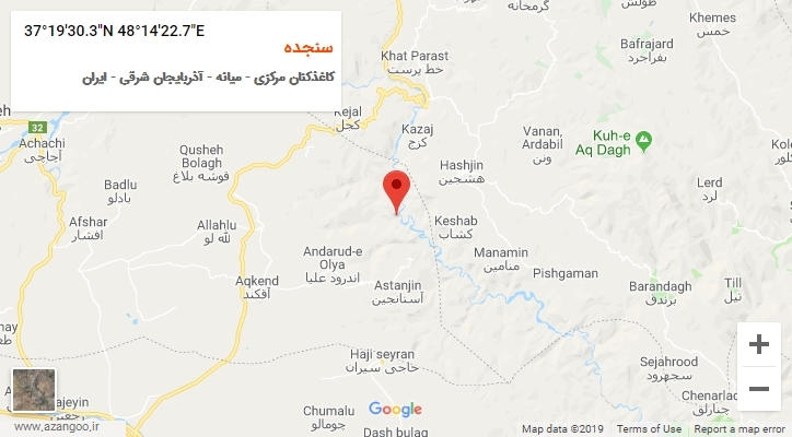 روستای سنجده بر روی نقشه